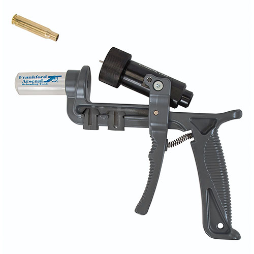 Le déprimant manuel Frankford Arsenal® est robuste, facile à utiliser et capture les amorces usées dans un tube, parfait pour tous les calibres jusqu'à .338 Lapua.