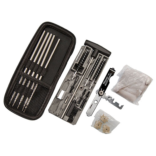 Avec le kit de nettoyage compact Wheeler Delta, tu peux nettoyer ton fusil où que tu sois. Compact, durable et parfait pour les calibres .22 et .30.