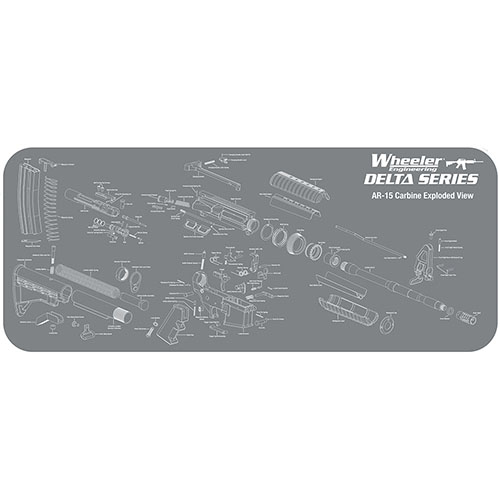 Le Wheeler Delta Series AR-15 Maintenance Mat protège ton arme avec son revêtement en néoprène, absorbe les huiles et facilite l'identification des pièces.
