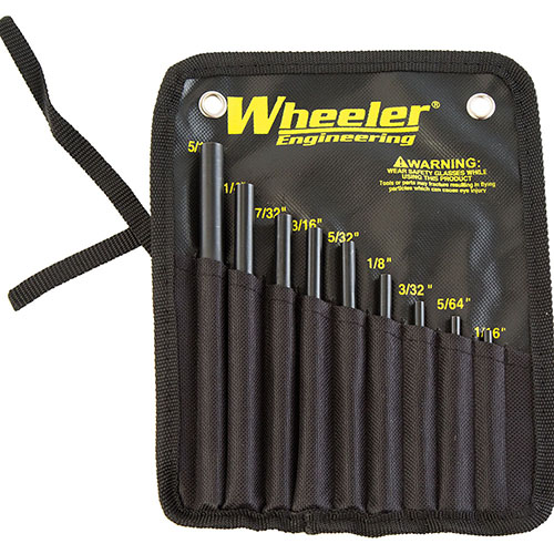 Le set de poinçons Wheeler Roll Pin Starter est en acier trempé, avec une pointe hémisphérique pour un alignement parfait des roll pins, sans risque de casse.