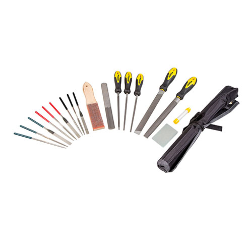 Le set de fichiers professionnels Wheeler est idéal pour tous tes travaux de gunsmithing, avec des fichiers allant du gros râpe au super fin en diamant.