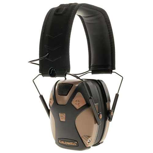 Les protections auditives électroniques E-Max Pro de Caldwell offrent confort et style, avec un design compact, 23dB de réduction de bruit et un son stéréo clair.