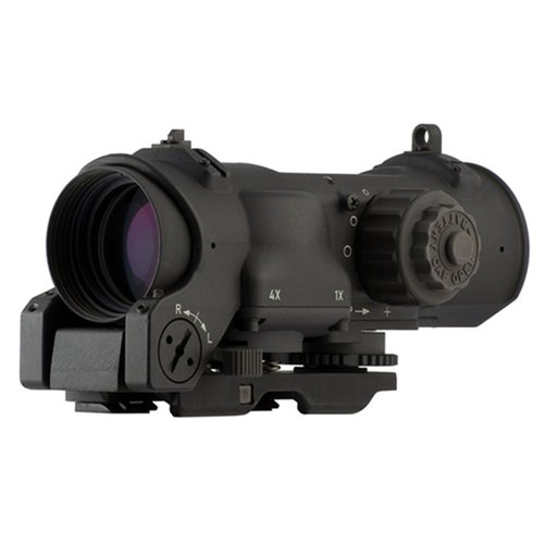 Découvre le ELCAN 1-4x32mm avec réticule illuminé, un changement rapide entre 1x et 4x, un champ de vision élargi et une image nette, idéal pour le combat.