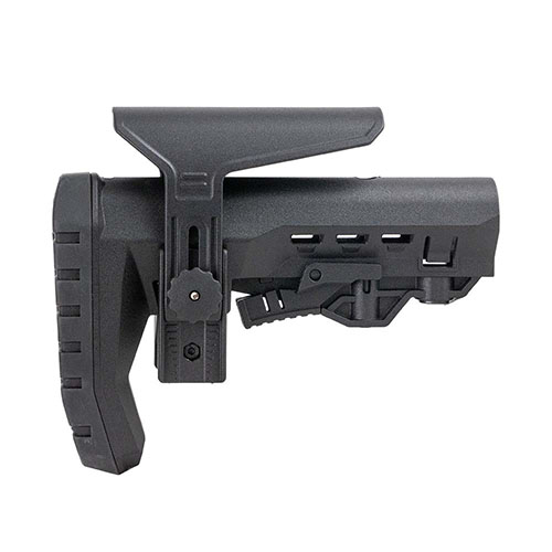 Le Breacher AR-15 Stock est ajustable pour un confort personnalisé, optimisé pour les gilets, léger et avec des mounts QD pour une utilisation facile.