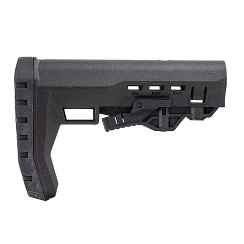 Le Breacher AR-15 Stock est réglable pour un ajustement parfait, optimisé pour les gilets tactiques, avec un design léger et des points de fixation QD pour plus de polyvalence.