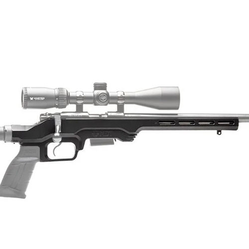 Le système de châssis LSS-RF Gen 2 est léger et compact, compatible avec les carabines 22LR/17 HMR, et accepte les accessoires AR pour personnaliser ton tir.