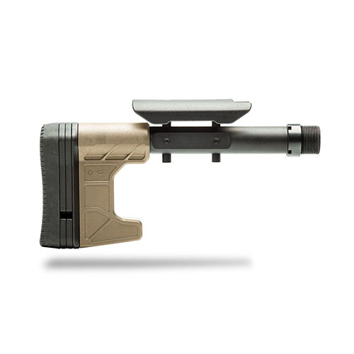 Le MDT Composite Carbine Stock est un crosse en polymère durable et léger, avec des ajustements faciles, 4 spacers LOP et un slot M-Lok pour plus de flexibilité.
