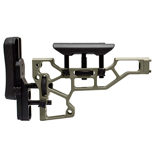 Le MDT Skeleton Rifle Stock offre un ajustement sans outil pour un confort optimal, avec des réglages horizontal, vertical et d'inclinaison pour un tir parfait.