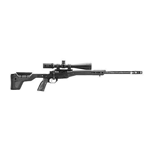 Découvre le MDT HNT-26, le châssis de chasse le plus léger à 26oz, avec une base en magnésium, un forend et une poignée en carbone, parfait pour tes aventures en plein air.