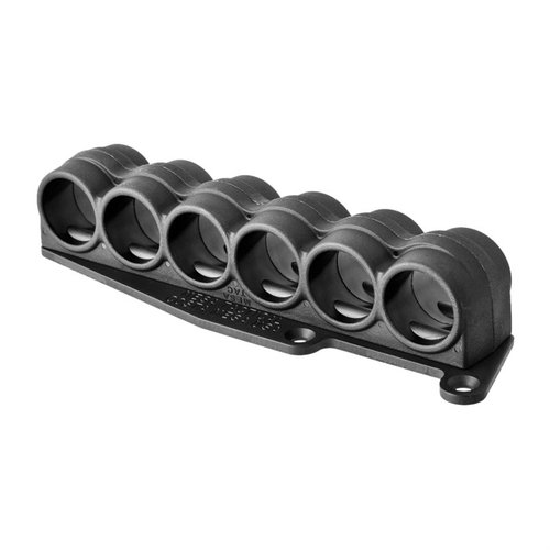 Avec le SURESHELL POLYMER SHOTSHELL CARRIER, tu as 6 cartouches prêtes à l'emploi, fabriqué en polymère résistant, facile à installer sur ton Remington.