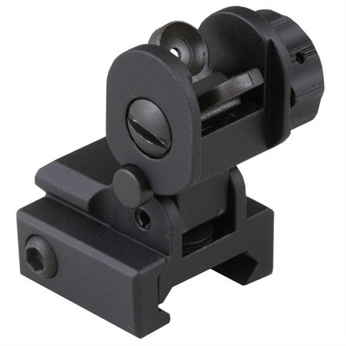 Le viseur arrière AR-15 en aluminium léger se déploie rapidement, offre une excellente précision et s'adapte parfaitement aux rails Picatinny ou Weaver.