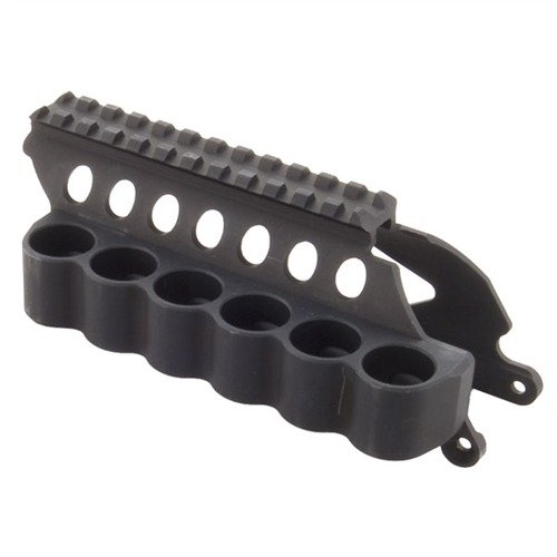 Le RECEIVER MOUNT SHOTSHELL HOLDER de MESA TACTICAL te permet de charger rapidement avec 6 cartouches de 12 ga, en toute sécurité grâce à son design robuste en aluminium.