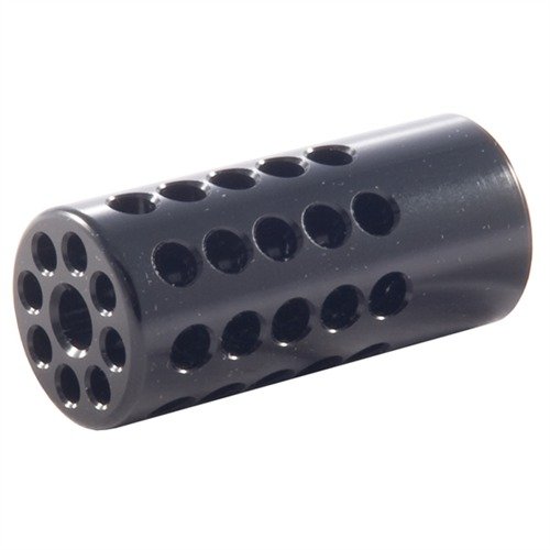Le compensateur RUGER 10/22 réduit le recul et le saut de bouche grâce à sa grande chambre d'expansion et ses 48 trous d'évent, parfait pour des tirs rapides.
