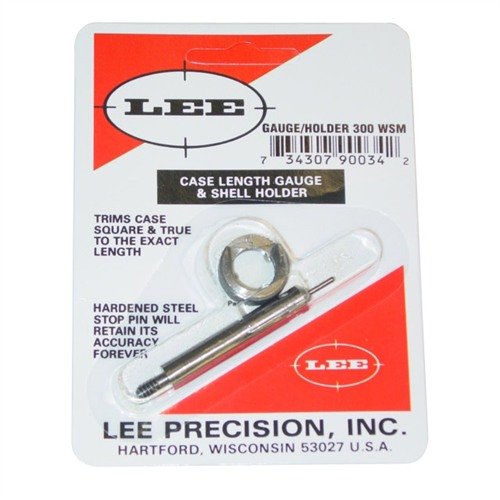 Le Case Length Gauge de LEE PRECISION te permet de couper précisément et d'égaliser l'embout de tes douilles .300 WSM facilement avec le Cutter et Lock Stud.