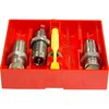 Le set de dies en carbure 45 ACP comprend un Full Length Sizing Die, un Bullet Seating Die et un Powder Thru Expanding Die, sans besoin de lubrifiant.