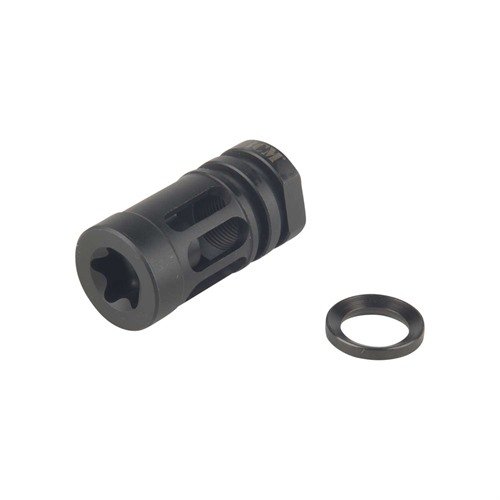 Le compensateur Gunfighter réduit le recul et le flash, limite le bruit et le blast latéral, tout en acceptant les silencieux avec une finition en acier inoxydable.