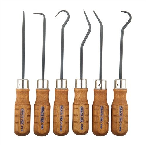 Ce set de 6 outils en acier US 8650 Chromium-Vanadium, avec des poignées en bois de Maine, est parfait pour les armuriers professionnels et amateurs.