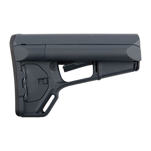 Le stock ACS pour AR-15 offre un confort optimal, un rangement pratique pour batteries et accessoires, et un système de verrouillage double pour une sécurité accrue.