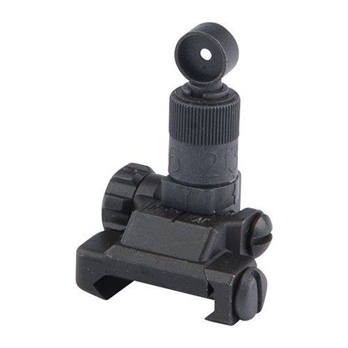 Le KAC 600 Meter Micro Rear Sight est compact, robuste et permet un réglage précis pour des tirs rapides et précis de 200 à 600 mètres sur rails Picatinny.