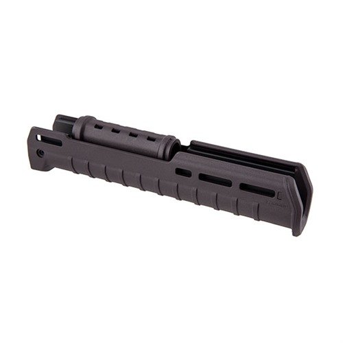 Le garde-main Zhukov de Magpul offre ergonomie, robustesse en aluminium, options M-LOK pour accessoires et compatibilité avec le rail Ultimak pour une AK moderne.