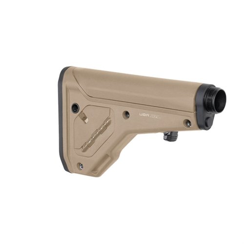 Le UBR 2.0 est une crosse ajustable robuste pour AR15/M4, offrant confort, stabilité, et 8 positions de joue, compatible avec les systèmes A5.
