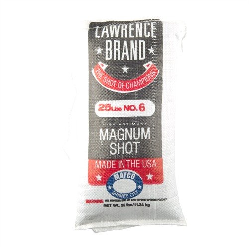 Avec 100 ans d'expérience, le Magnum Lead Shot #6 de Lawrence offre une pénétration profonde et un flux parfait dans les recharges, grâce à son alliage haute-antimoine.