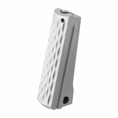 Opte pour le Mainspring Housing Gray Matte Stainless de Fusion, usiné CNC en acier inox, idéal pour les 1911 full size et clones, avec finition mate et dos à chaînes.