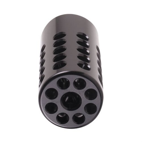 Le compensateur RUGER 10/22 réduit le recul et le saut de bouche grâce à sa grande chambre d'expansion et ses 48 trous d'aération, facile à visser sur les canons Tac Sol.