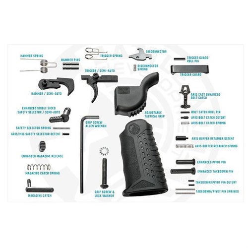 Améliore ton AR-15 avec le kit complet de pièces inférieures en fonte d'investissement de Battle Arms, offrant robustesse, ergonomie et contrôle optimal.