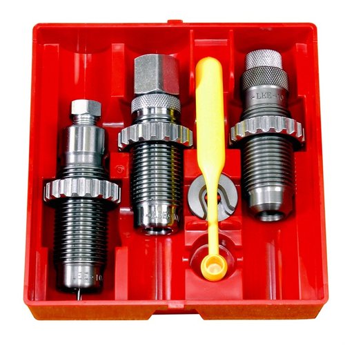 Le set PISTOL CARBIDE 3 DIE comprend un Carbide Full Length Sizing Die, un Bullet Seating Die, et un Powder Thru Expanding Die, sans besoin de lubrifiant.