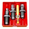 Le set PISTOL CARBIDE 3 DIE comprend un Carbide Full Length Sizing Die, un Bullet Seating Die, et un Powder Thru Expanding Die, sans besoin de lubrifiant.