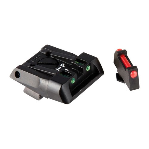 Les LPA Adjustable Sights pour Glock offrent une visibilité optimale avec un avant en fibre optique rouge et un arrière bas, parfaits pour le tir de précision et la défense.