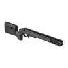 Le châssis Howa 1500 Bravo est robuste, léger (2,9 lb), M-LOK compatible, avec un appui-joue réglable et compatible avec les chargeurs AICS, disponible en noir et terre foncée.