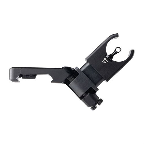Le C4 OFFSET FOLDING FRONT SIGHT d'ULTRADYNE te permet de viser sans obstruer ta cible, avec un design pliable et un montage sur rail Picatinny.