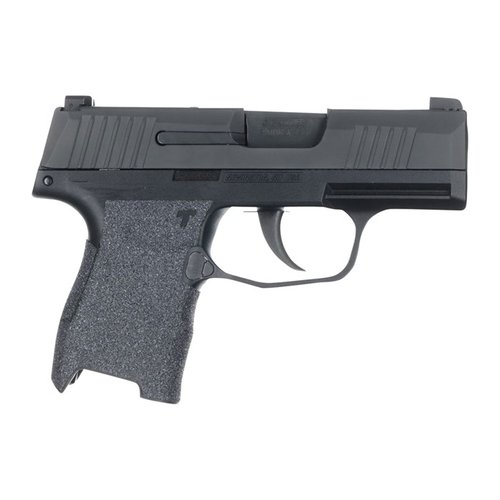 Améliore ta prise en main avec le grip TALON pour Sig Sauer P365, offrant une couverture complète des panneaux latéraux, sous la détente et sur le dos.