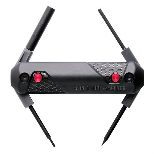 Le 4-en-1 Tool pour Glock® de Real Avid est compact et ergonomique, offrant des outils intégrés pour démonter, ajuster les vis et remplacer des pièces facilement.