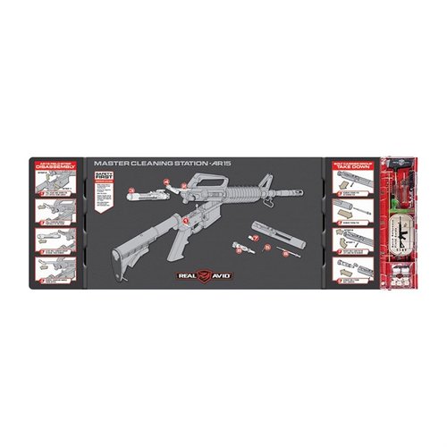Améliore ton nettoyage avec la MASTER CLEANING STATION AR-15 de Real Avid : un tapis, des outils, des instructions et un espace de travail optimisé pour ne rien perdre !