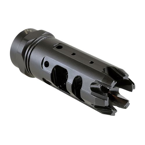 Le King-Comp de Strike Industries réduit le recul ressenti grâce à son design à double chambre et ses ports de gaz inclinés, idéal comme compensateur ou frein de bouche.
