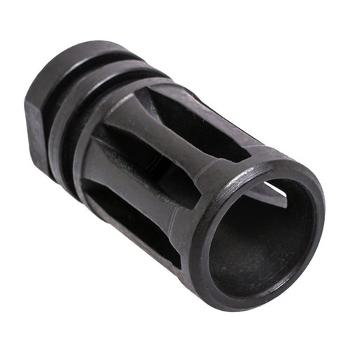 Le compensateur AR-15 A2 de CMMG est en acier, finition noire, et s'adapte aux canons filetés 1/2-28, idéal pour un style mil-spec.