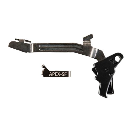 Améliore le tir de ton Glock Slimline avec un kit de déclenchement Apex : tir plus doux, poids de 5,5 lbs et sécurité préservée.