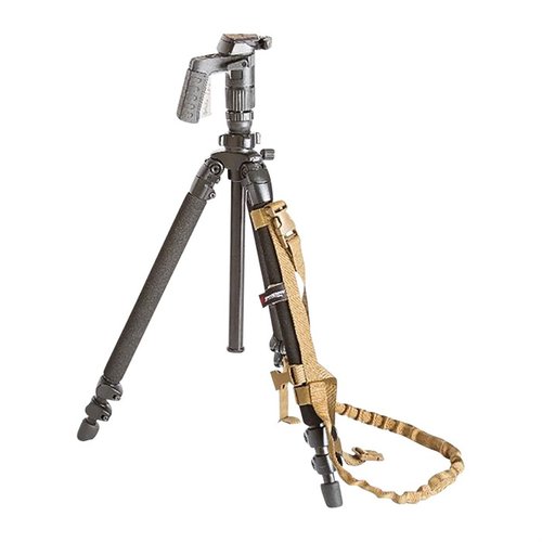 Le SNIPER TRIPOD SLING d'Armageddon Gear offre un transport confortable pour ton trépied, prêt à l'emploi en quelques secondes, tout en gardant les mains libres.
