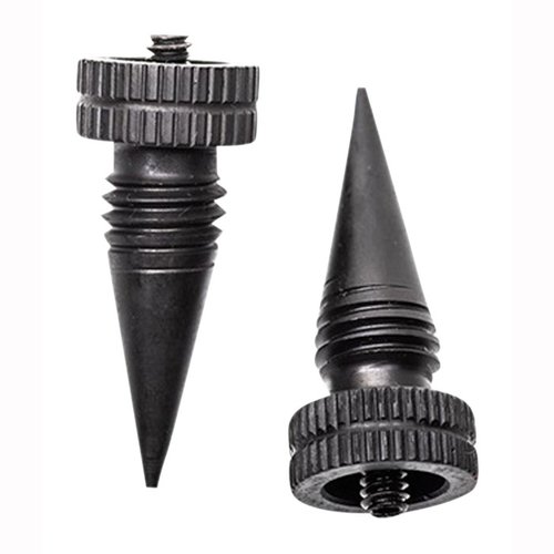 Les G2 Bipod Spikes d'Accu-Tac offrent une traction agressive sur les surfaces molles, avec un design à vis facile pour un changement rapide entre les pieds en caoutchouc et les pointes en acier.