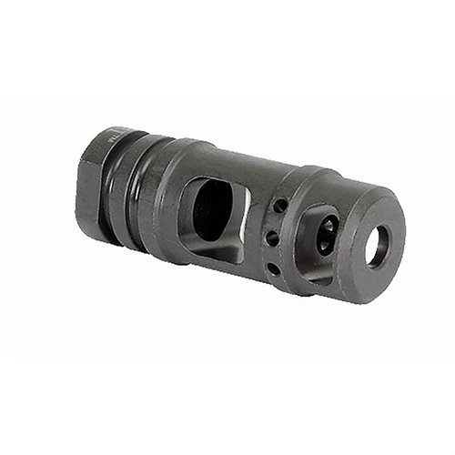 Le frein de bouche AR-15 à deux chambres réduit le recul, est fabriqué en acier outil avec finition phosphate, et est compatible avec les canons 5.56/.223.