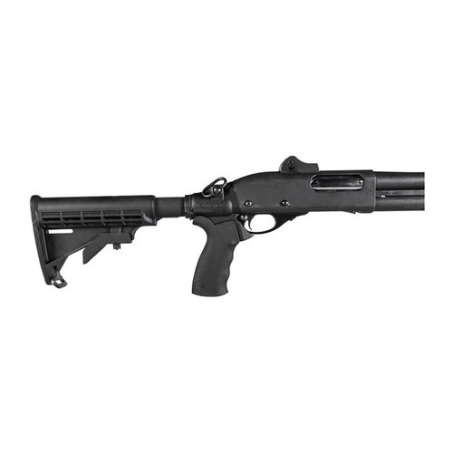 Le kit de crosse télescopique LEO Gen II pour Remington 870 permet d'ajuster la longueur de tir, d'utiliser des poignées AR-15 et offre un confort optimal.