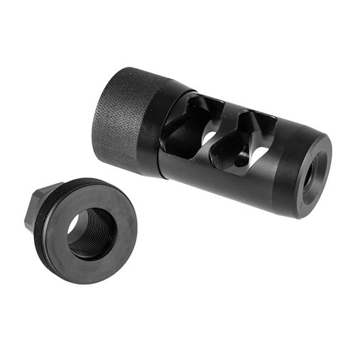 Le HELLFIRE 2P Muzzle Brake d'AREA 419 offre un confort optimal et une réduction de recul pour les armes de moins de 20", facile à installer sans outils.
