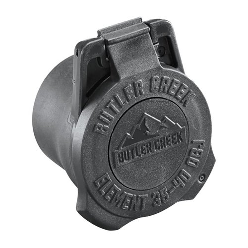 Les capuchons Butler Creek Element sont robustes avec une manche multi-flex et un disque dope imprimable pour les infos de vent et d'altitude.