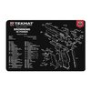 Le TEKMAT Pistol Gun Cleaning Mat protège ta arme avec un dessus en polyester doux, un fond en néoprène antidérapant et un schéma détaillé des pièces.