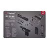 Le TEKMAT Pistol Gun Cleaning Mat protège ton arme avec un dessus en polyester doux et un fond en néoprène antidérapant, tout en offrant un schéma détaillé des pièces.