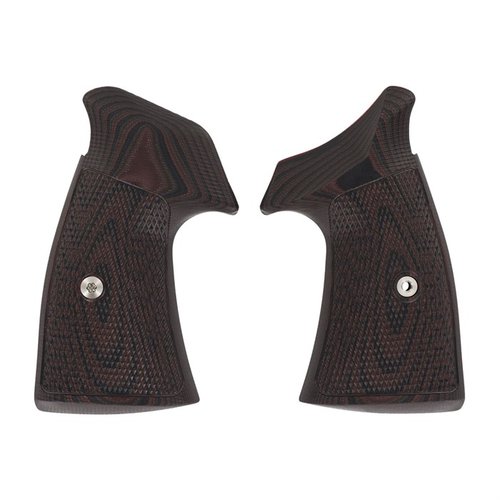 Les grips Tactical Diamonds offrent une texture agressive en G10, très adhérente, parfaits pour le port, le tir tactique et les compétitions. Disponible en square butt.