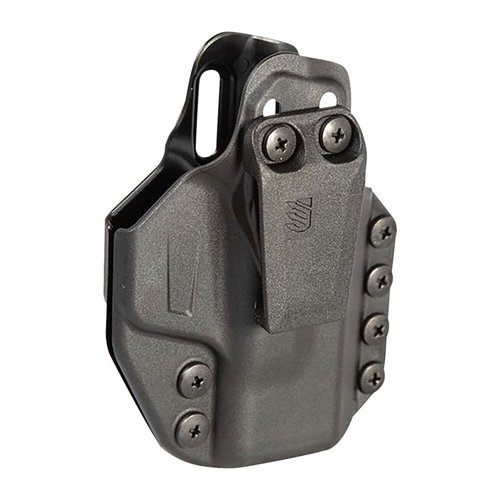 Découvre le Stache™ IWB, un holster modulaire ultra-confortable et rigide, conçu pour un port dissimulé optimal avec des accessoires compatibles.